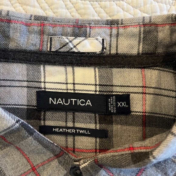 NAUTICA MEN'S 2XL "HEATHER TWILL" COTTON FLANNEL LS SHIRT - Picture 1 of 9